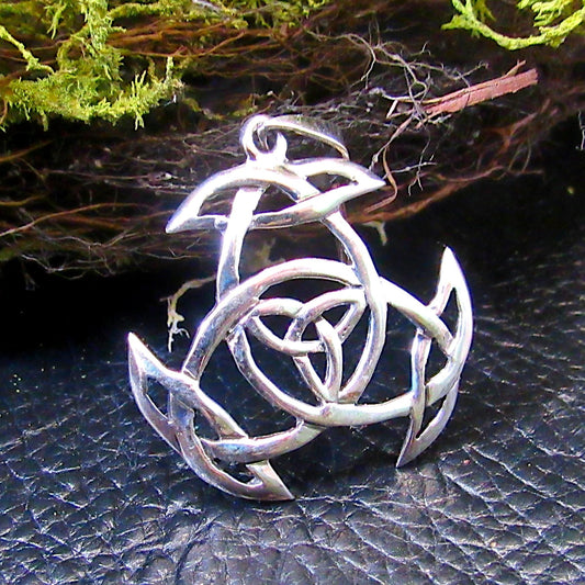 Solid 925 Sterling Silver Triquetra Shield Pendant – Celtic Trinity Knot Symbol of Protection, Handcrafted Viking Wiccan Necklace Amulet