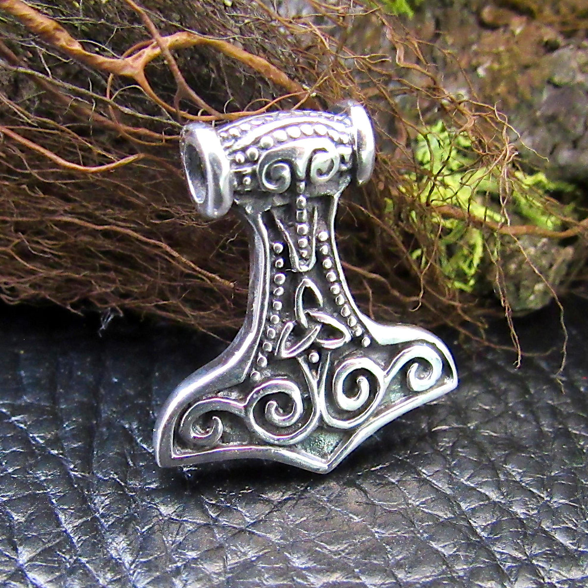 Solid 925 Sterling Silver Norse Thor's Hammer Slide Pendant, Mjollnir Necklace Charm