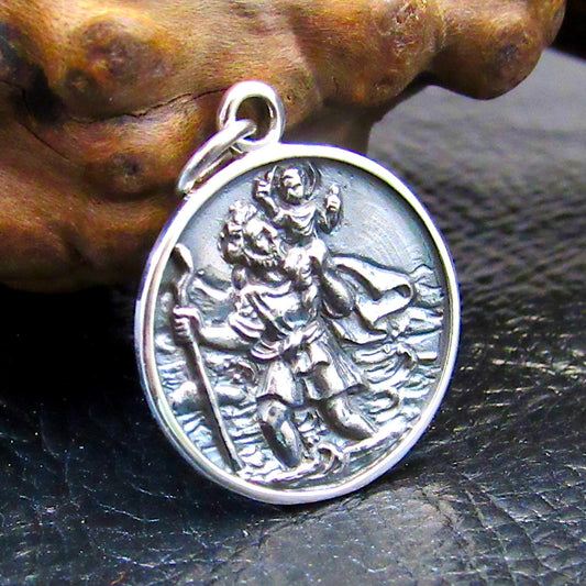 Solid 925 Sterling Silver St. Christopher Pendant, Travel Protection Charm, Patron Saint Jewelry