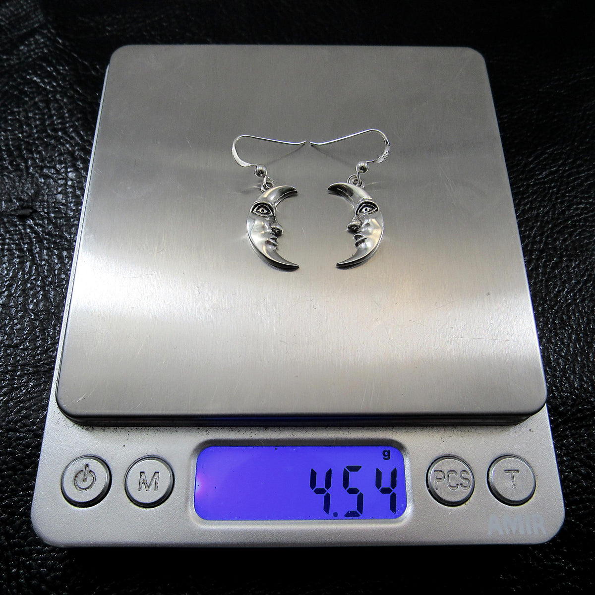 Solid 925 Sterling Silver Crescent Moon Face Earrings, Drop Dangle Hook Earrings, Celestial Jewelry