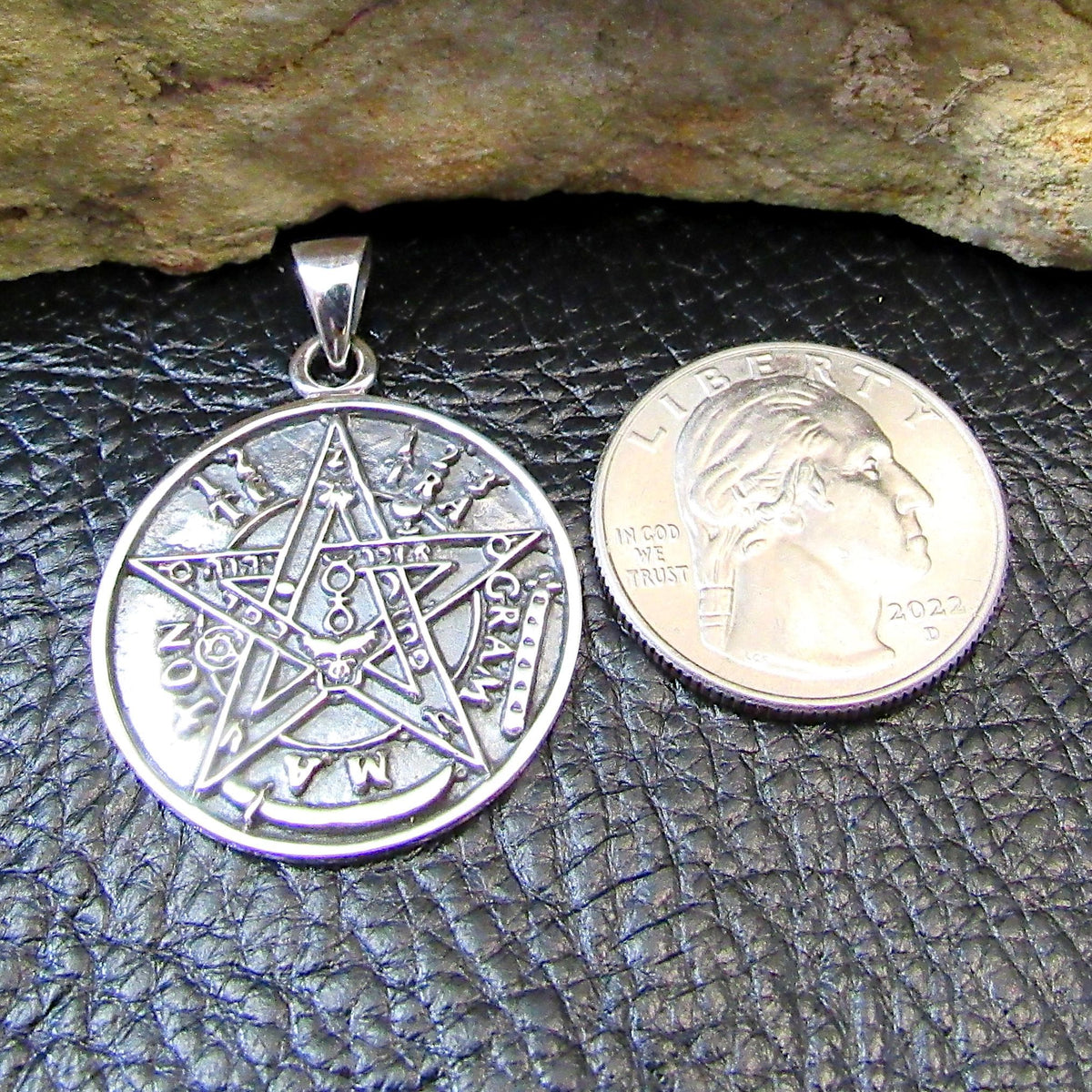 Solid 925 Sterling Silver Tetragrammaton Pendant – Seal of Solomon Pentacle – Cermonial Protection Amulet