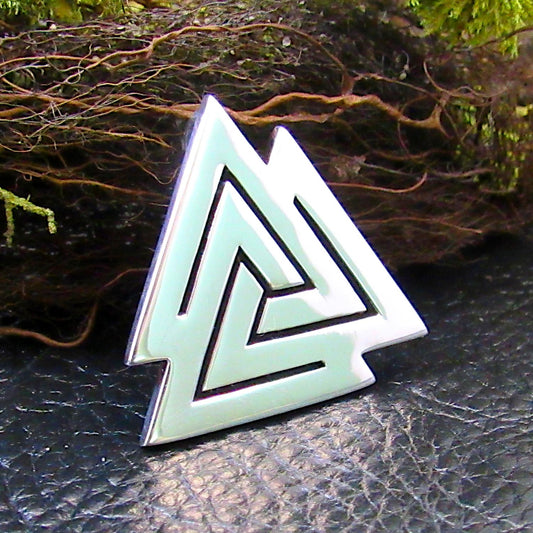 Solid 925 Sterling Silver Valknut Slide Pendant, Norse Symbol of Odin, Viking Jewelry