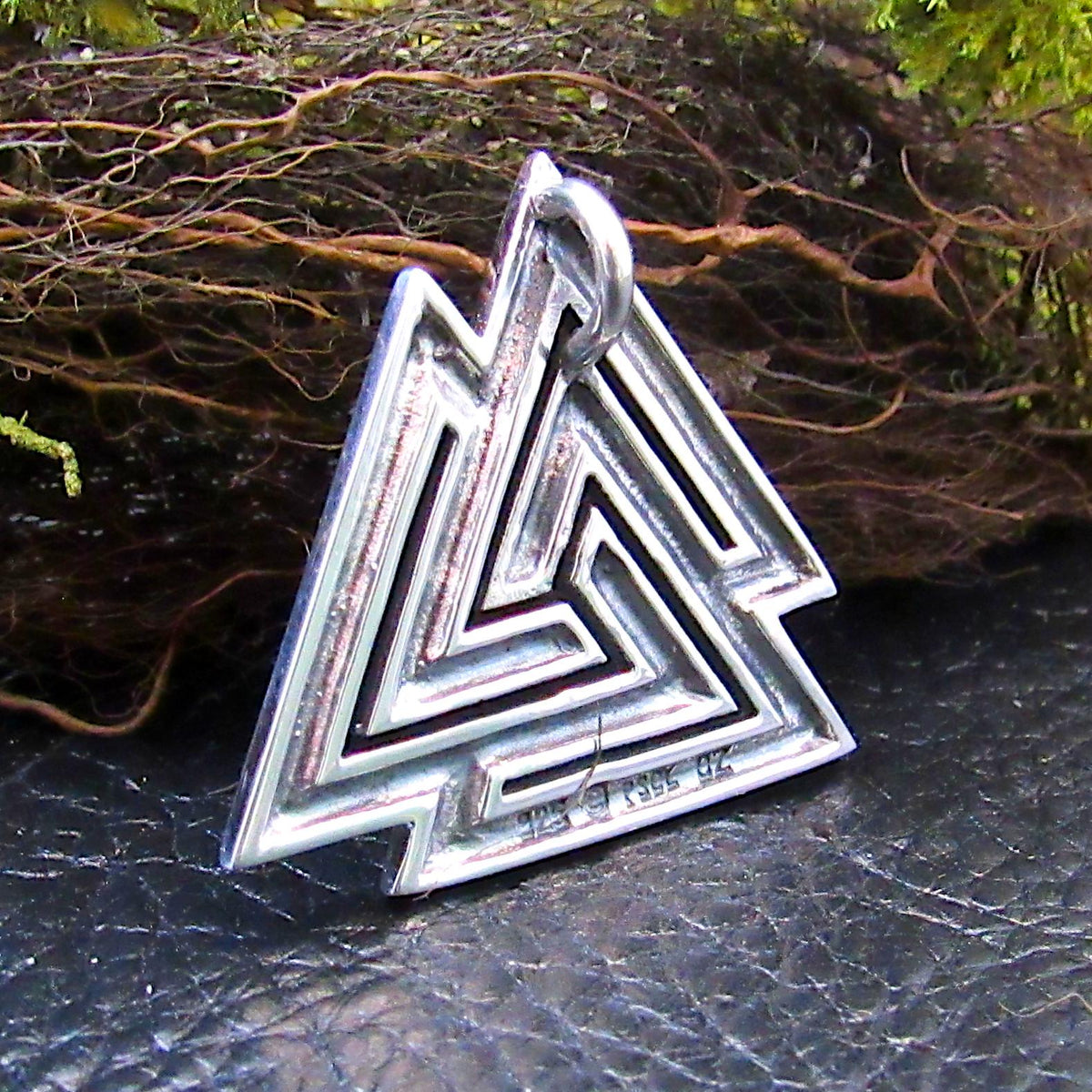 Solid 925 Sterling Silver Valknut Slide Pendant, Norse Symbol of Odin, Viking Jewelry