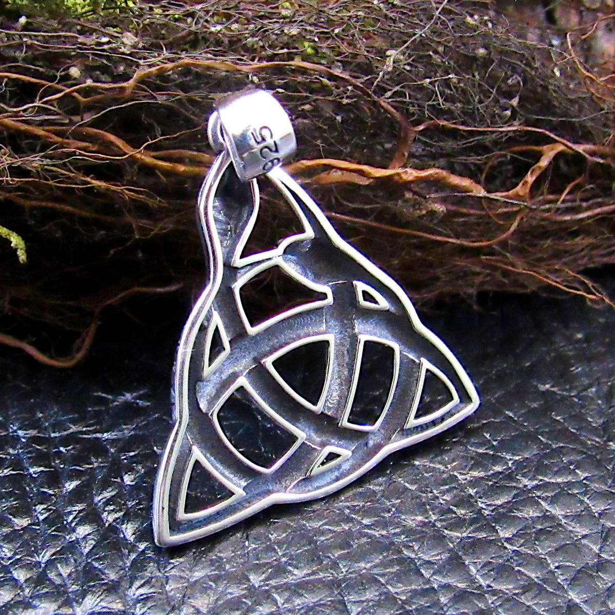 Solid 925 Sterling Silver Celtic Trinity Knot Snake Pendant, Viking Ouroboros Triquetra Knot Amulet