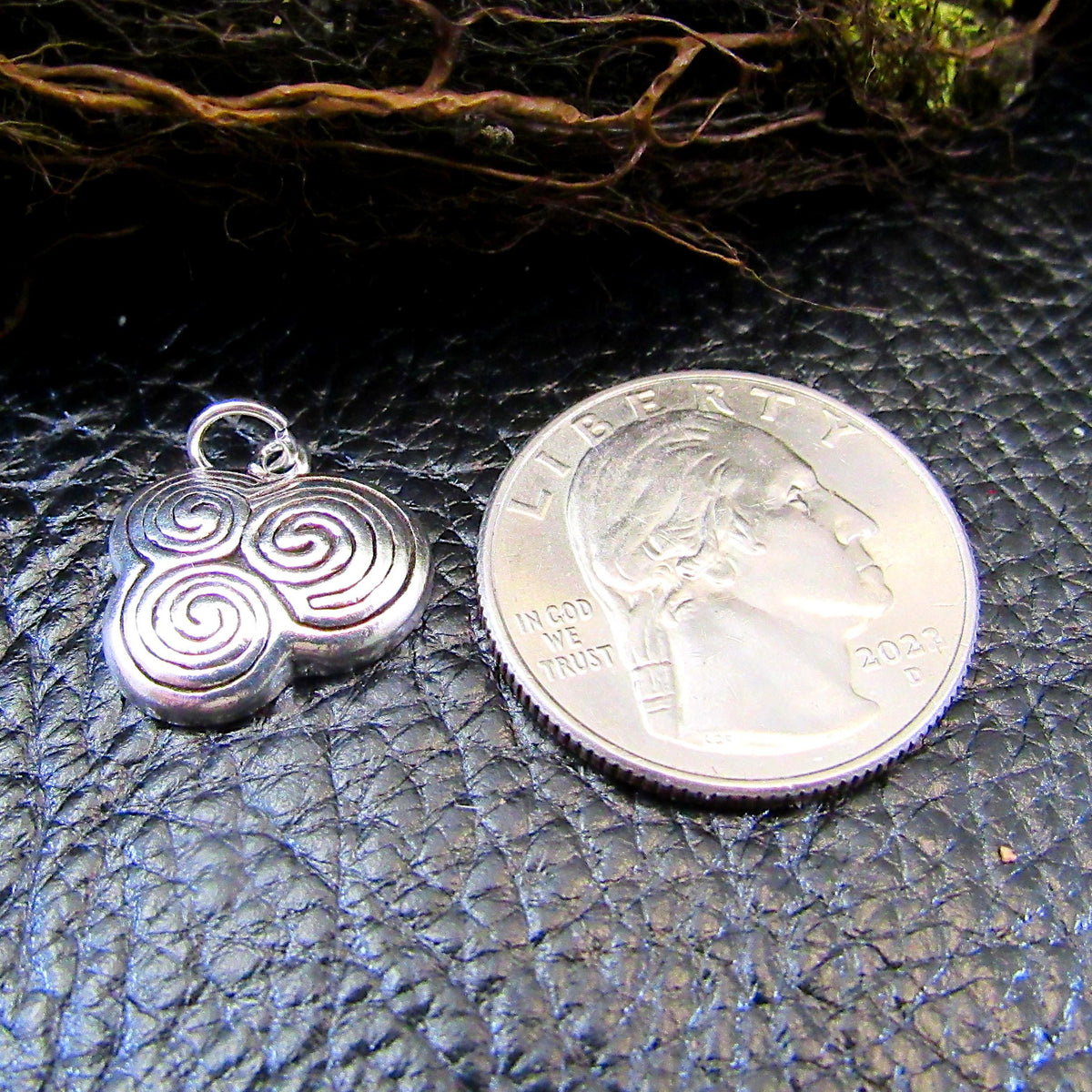 Solid 925 Sterling Silver Celtic Spiral Pendant – Triskele Necklace Charm, Triple Spiral Symbol