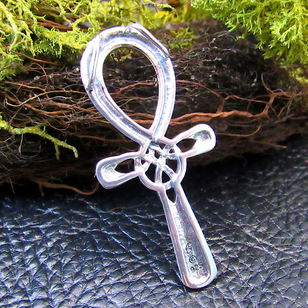 Solid 925 Sterling Silver Trinity Knot Ankh Pendant, Pagan or Wiccan Cross, Celtic Jewelry
