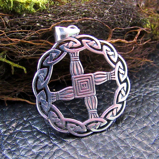 Solid 925 Sterling Silver Brigid’s Cross Pendant - Celtic Protection Amulet - Irish Goddess Jewelry