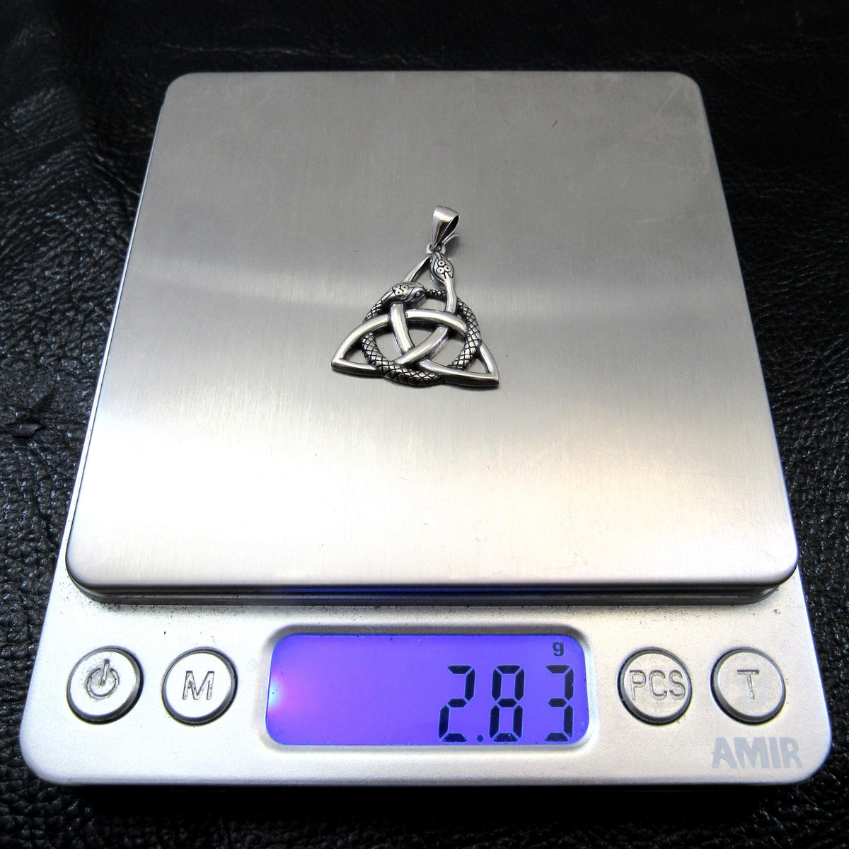 Solid 925 Sterling Silver Celtic Trinity Knot Snake Pendant, Viking Ouroboros Triquetra Knot Amulet