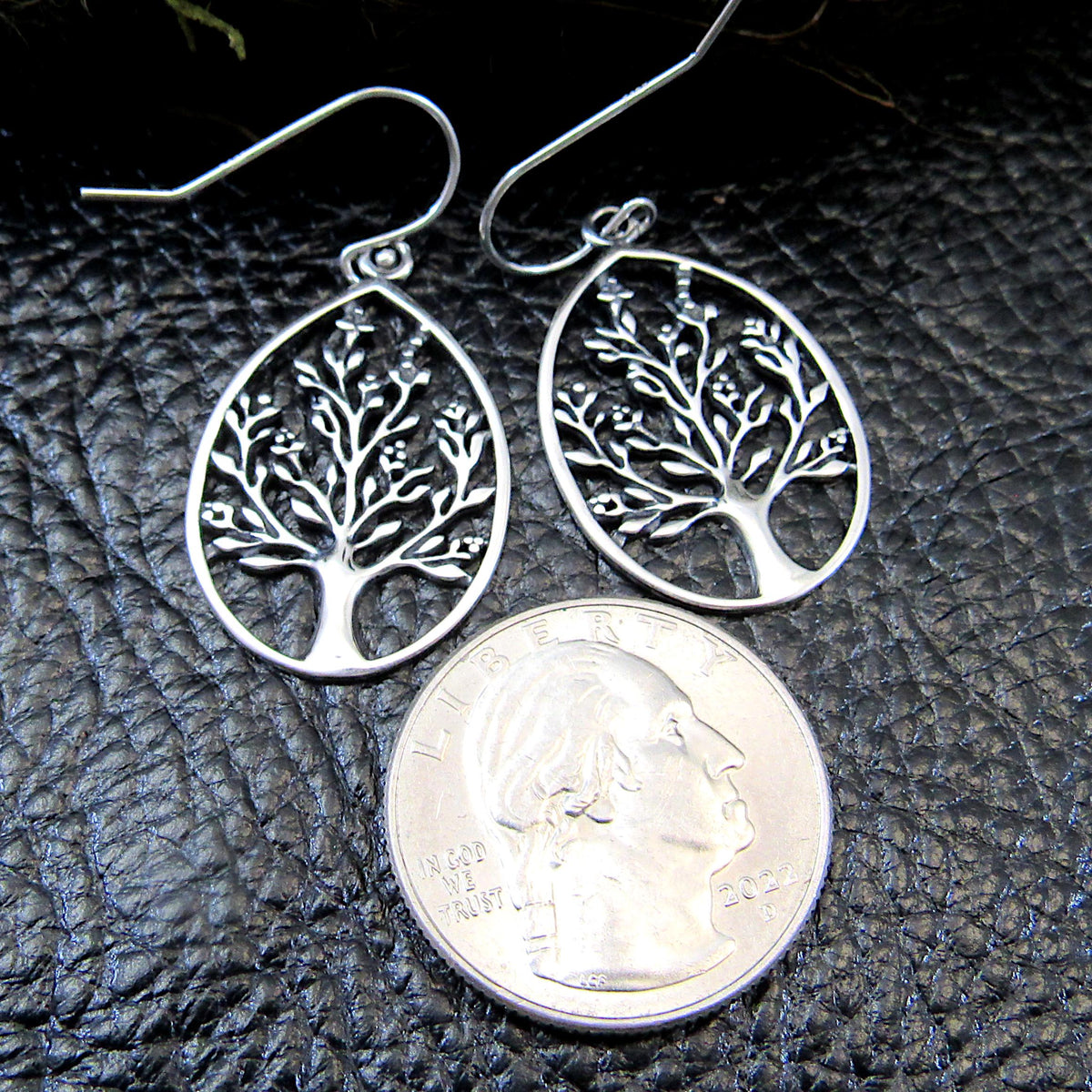 Solid 925 Sterling Silver Tree of Life Earrings, Drop Dangle Hooks, Celtic Yggdrasil Jewelry