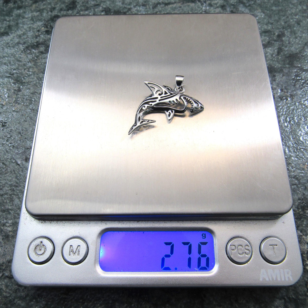 Solid 925 Sterling Silver Shark Pendant – Tribal Style Ocean Necklace Charm – Gift for Surfer