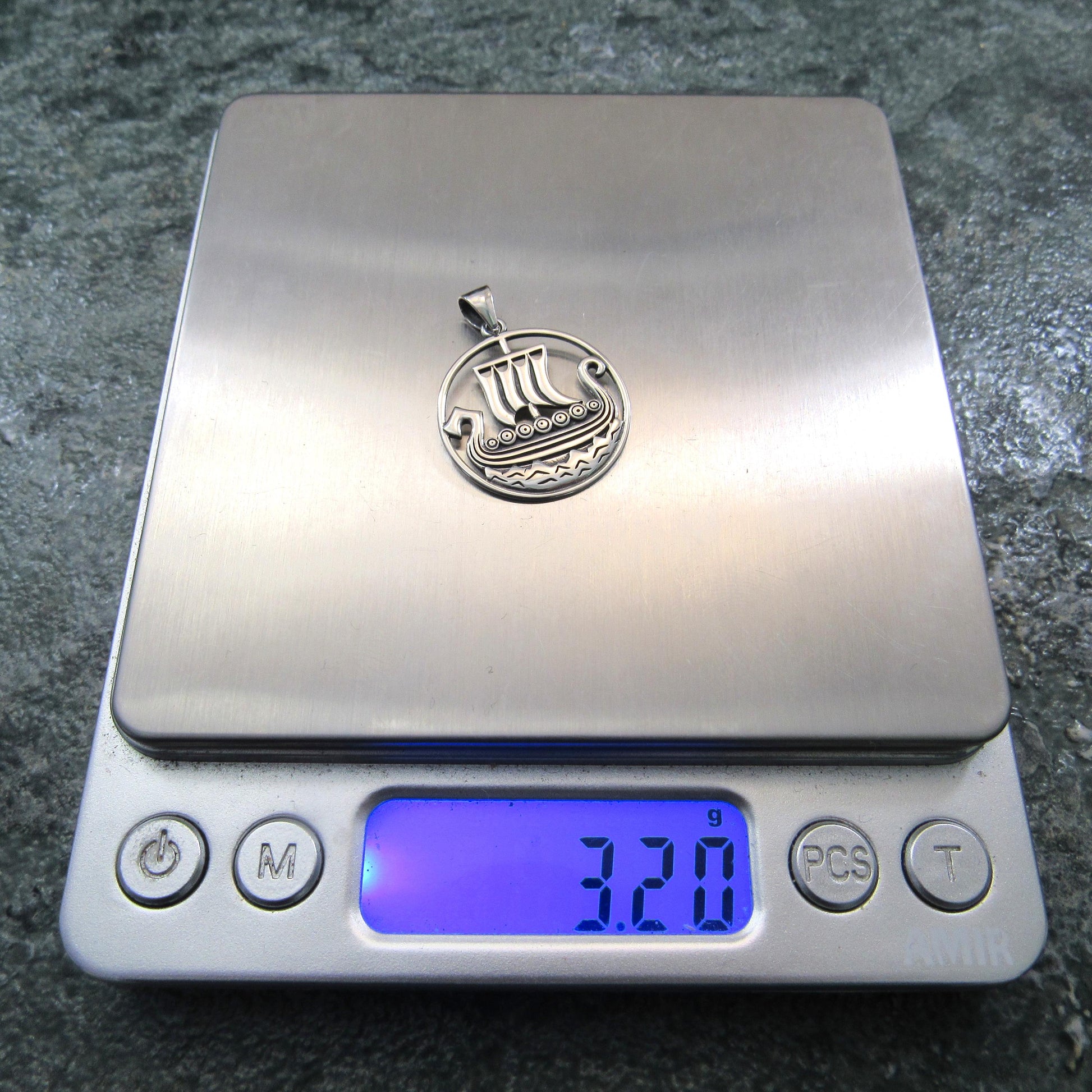 Solid 925 Sterling Silver Viking Ship Pendant, Norse Sailboat Amulet, Nordic Warrior Jewelry