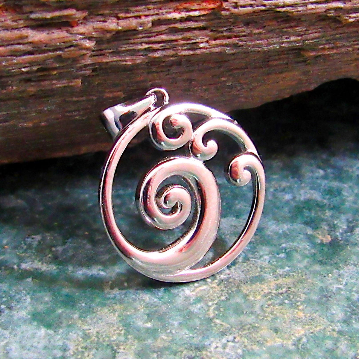Solid 925 Sterling Silver Ocean Wave Pendant – Beach Necklace Charm - Sea Surfer Jewelry