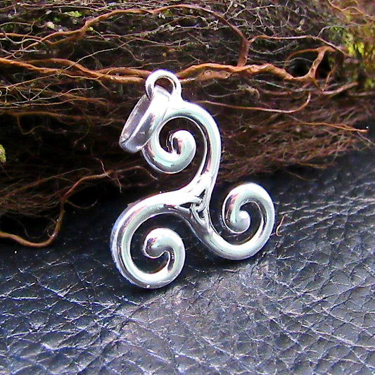 Solid 925 Sterling Silver Triskelion Pendant – Celtic Spiral Necklace – Handcrafted Symbolic Jewelry for Men & Women – Ancient Ireland Gift