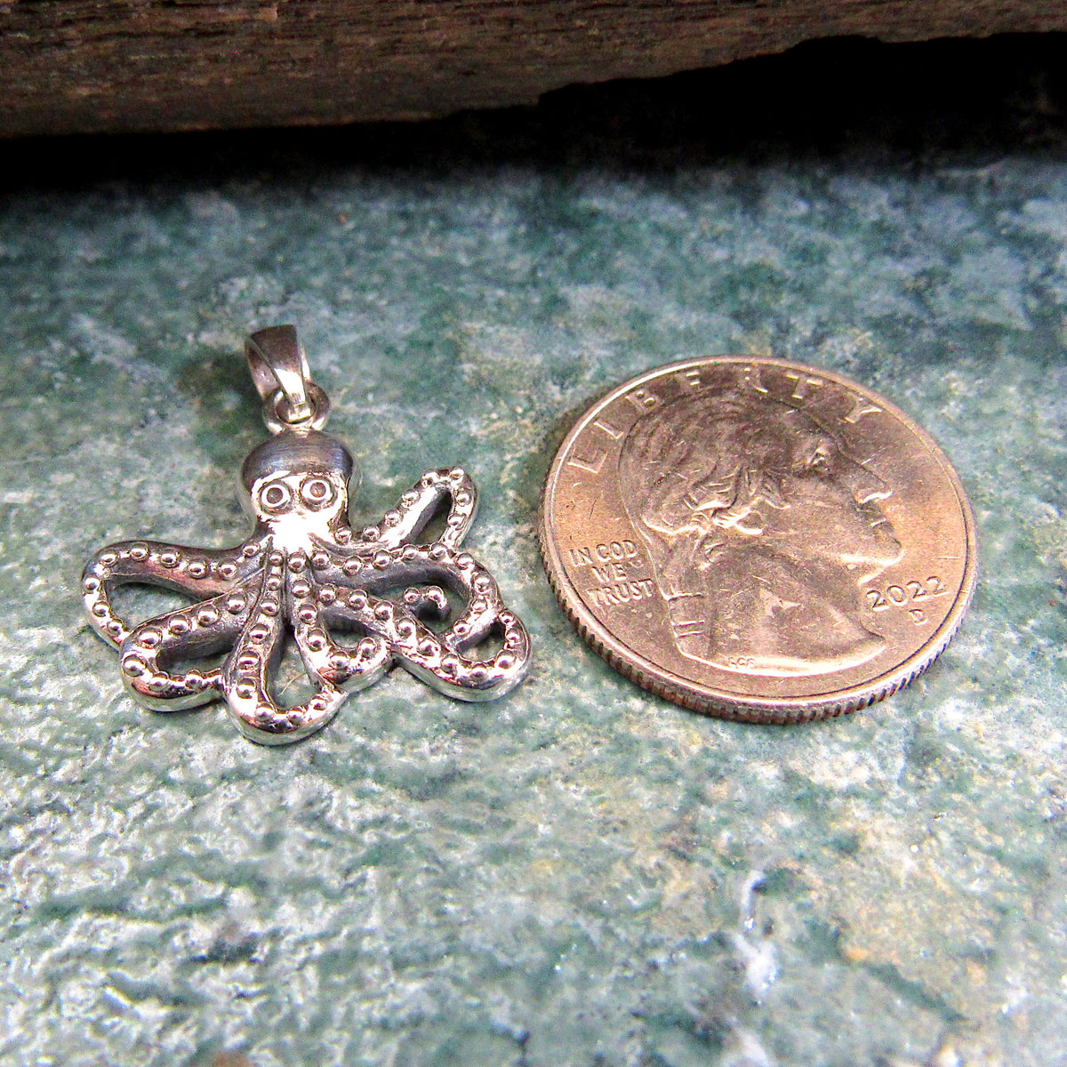 925 Octopus Pendant Necklace, Solid Sterling Silver Nautical Ocean Charm, Sea Creature Jewelry