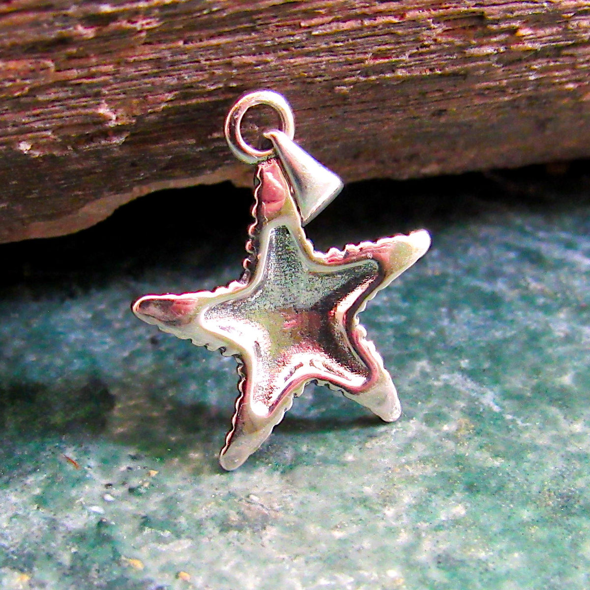 Solid 925 Sterling Silver Starfish Pendant - Textured Nautical Ocean Charm - Sea Life Jewelry