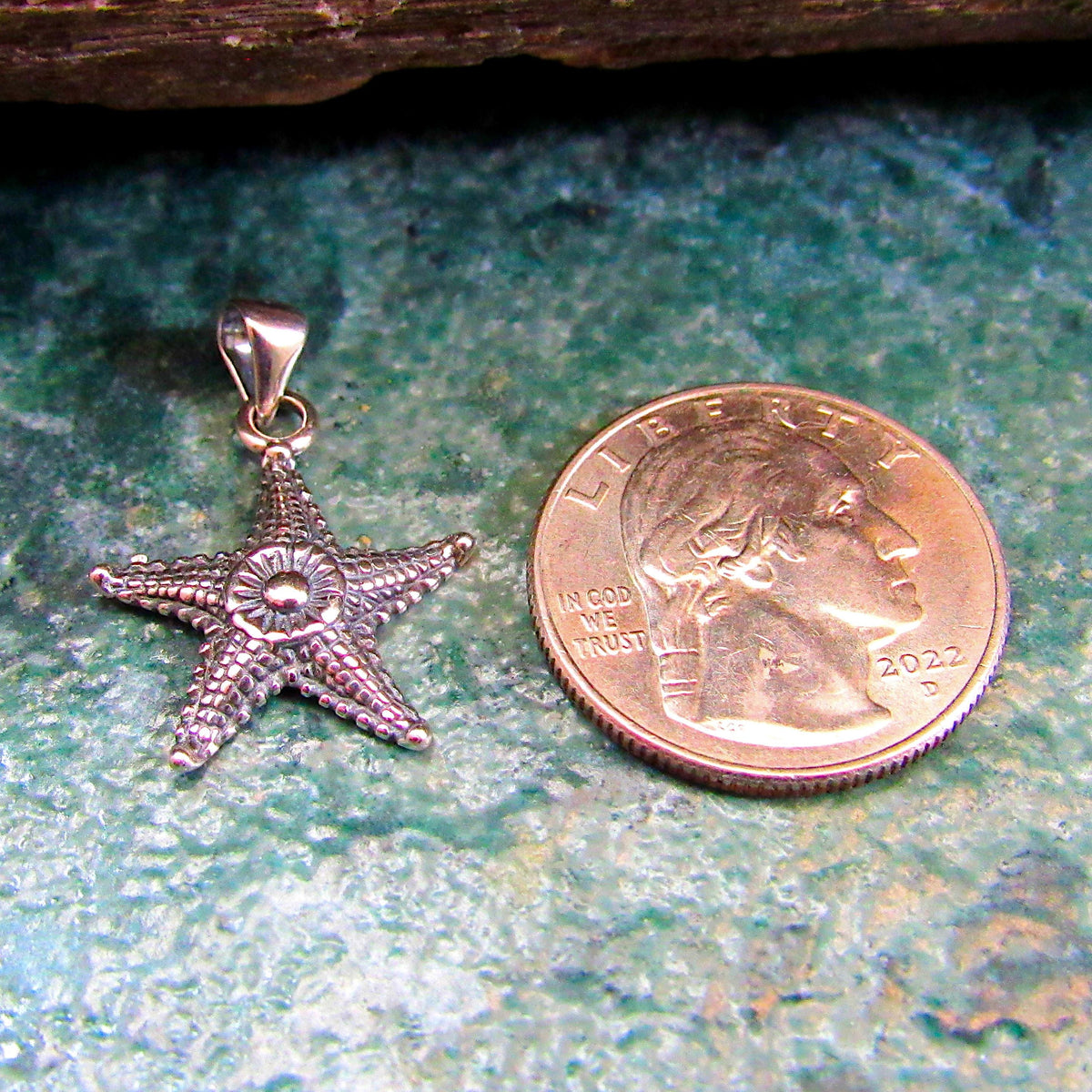 Solid 925 Sterling Silver Starfish Pendant - Textured Nautical Ocean Charm - Sea Life Jewelry