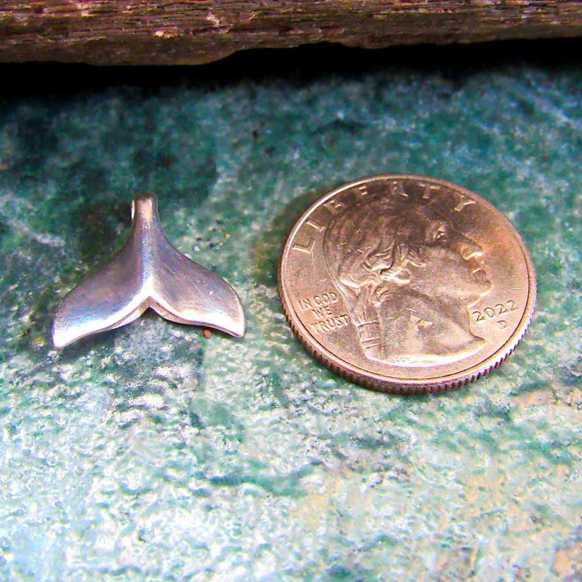 Solid 925 Sterling Silver Small Whale Tail Slide Pendant - Minimalist Ocean Necklace Charm