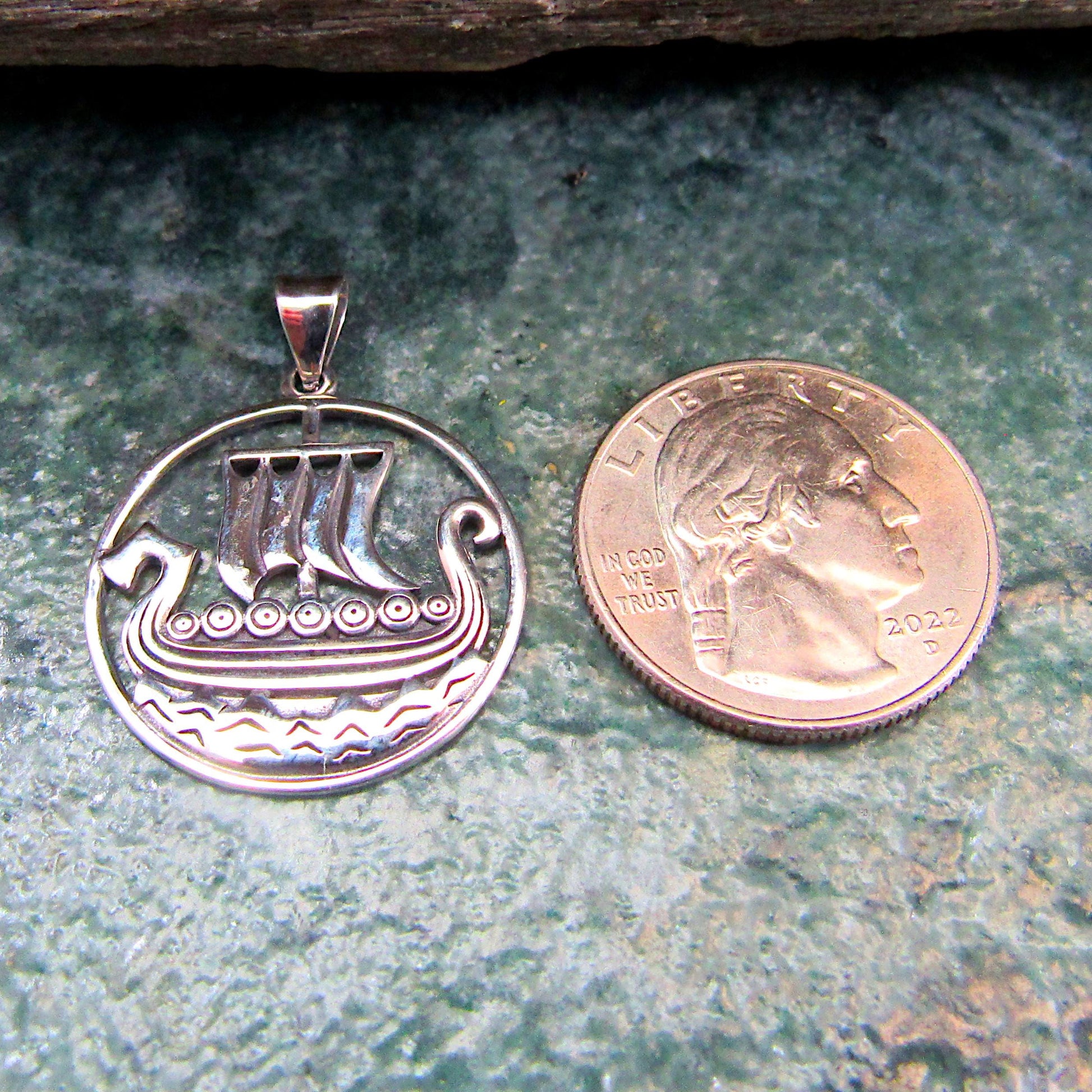 Solid 925 Sterling Silver Viking Ship Pendant, Norse Sailboat Amulet, Nordic Warrior Jewelry