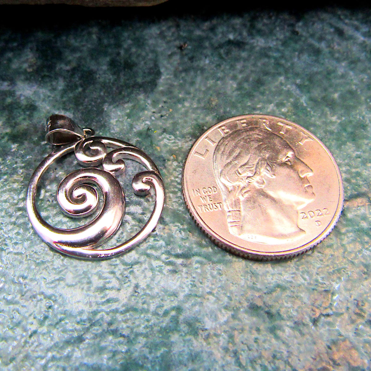 Solid 925 Sterling Silver Ocean Wave Pendant – Beach Necklace Charm - Sea Surfer Jewelry