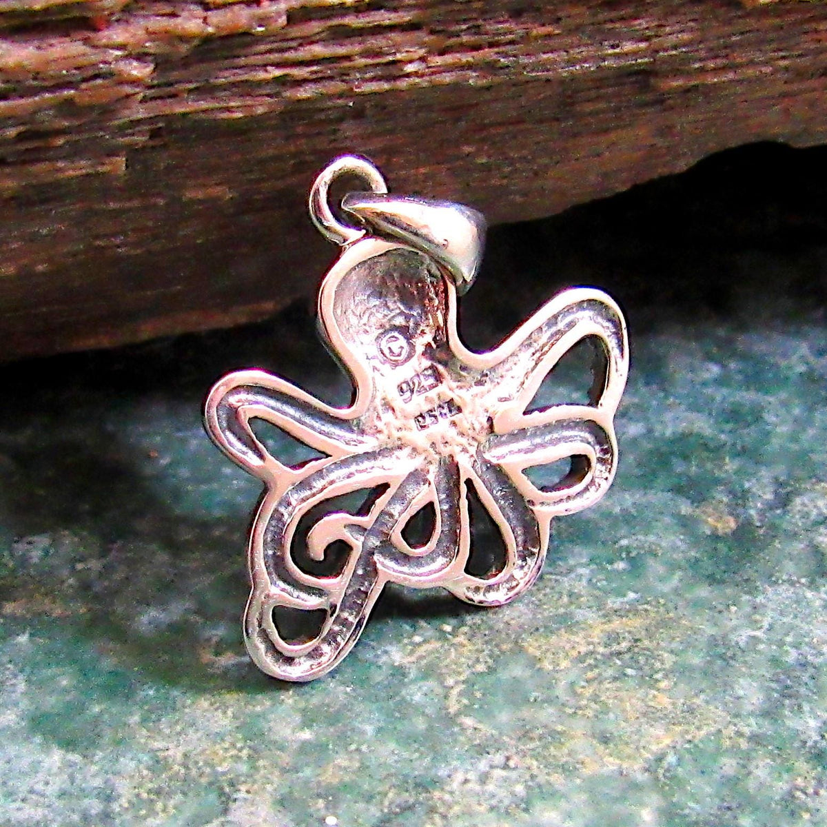 925 Octopus Pendant Necklace, Solid Sterling Silver Nautical Ocean Charm, Sea Creature Jewelry