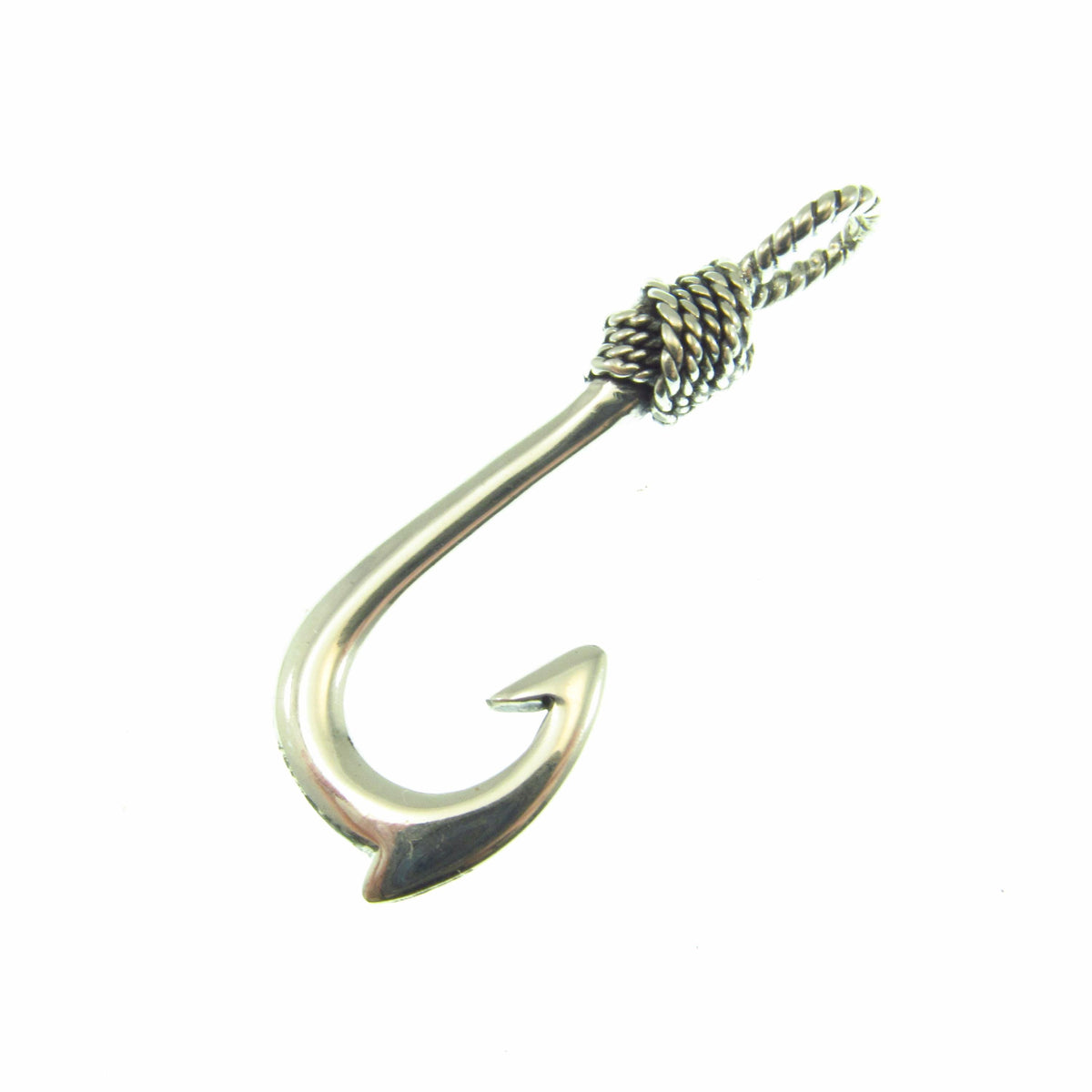 925 Fish Hook Pendant Necklace, Solid Sterling Silver Unisex Hawaiian Style Nautical Fishing Jewelry