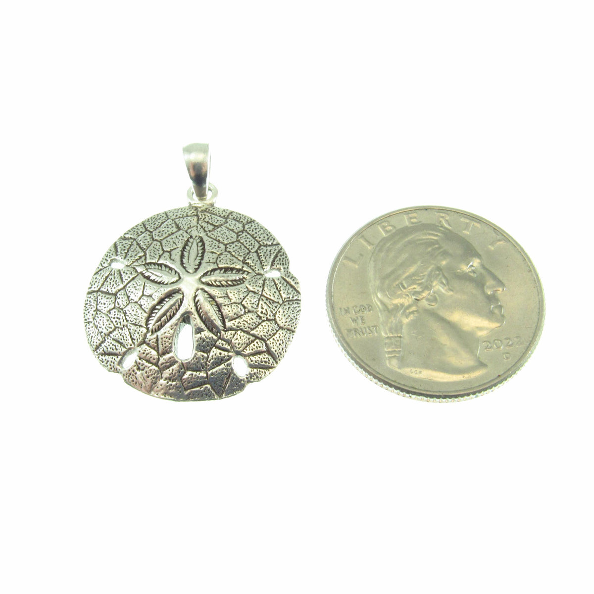925 Sand Dollar Pendant Necklace - Solid Sterling Silver Unisex Sailorcore Jewelry Gift For Men