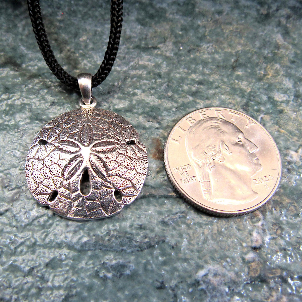 925 Sand Dollar Pendant Necklace - Solid Sterling Silver Unisex Sailorcore Jewelry Gift For Men