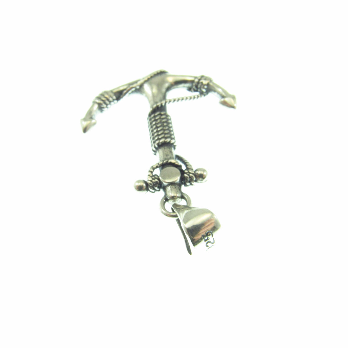 925 Anchor & Rope Pendant Necklace - Solid Sterling Silver Unisex Nautical Jewelry