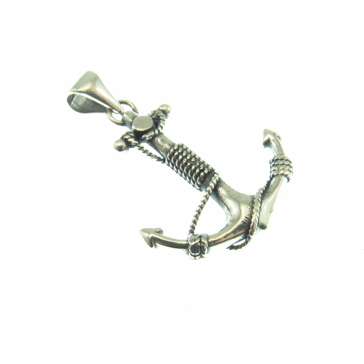 925 Anchor & Rope Pendant Necklace - Solid Sterling Silver Unisex Nautical Jewelry