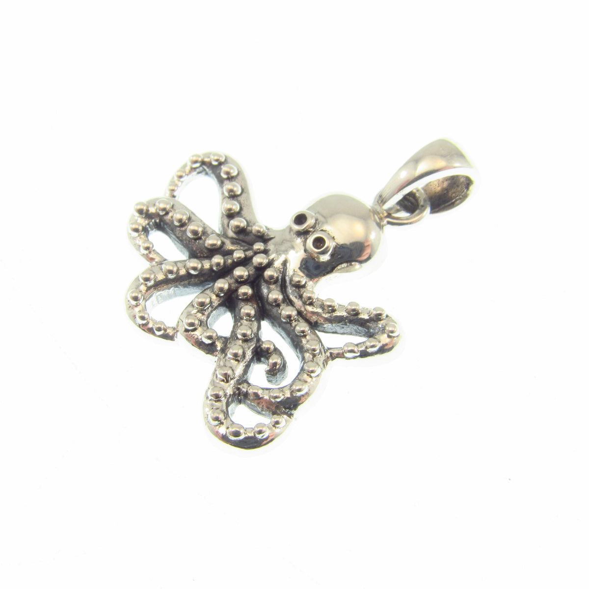 925 Octopus Pendant Necklace, Solid Sterling Silver Nautical Ocean Charm, Sea Creature Jewelry