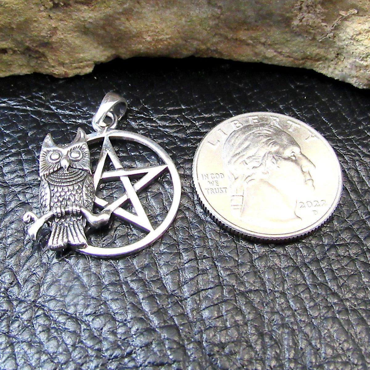 Owl of Wisdom Pentagram Talisman – Gothic Protection Pendant in Solid 925 Sterling Silver