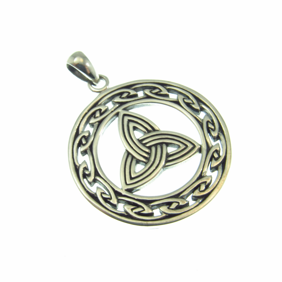 Eternal Triquetra Talisman Pendant Necklace – Celtic Trinity Knot Protection Amulet in Solid 925 Sterling Silver