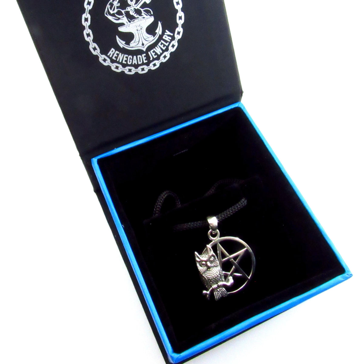 Owl of Wisdom Pentagram Talisman – Gothic Protection Pendant in Solid 925 Sterling Silver