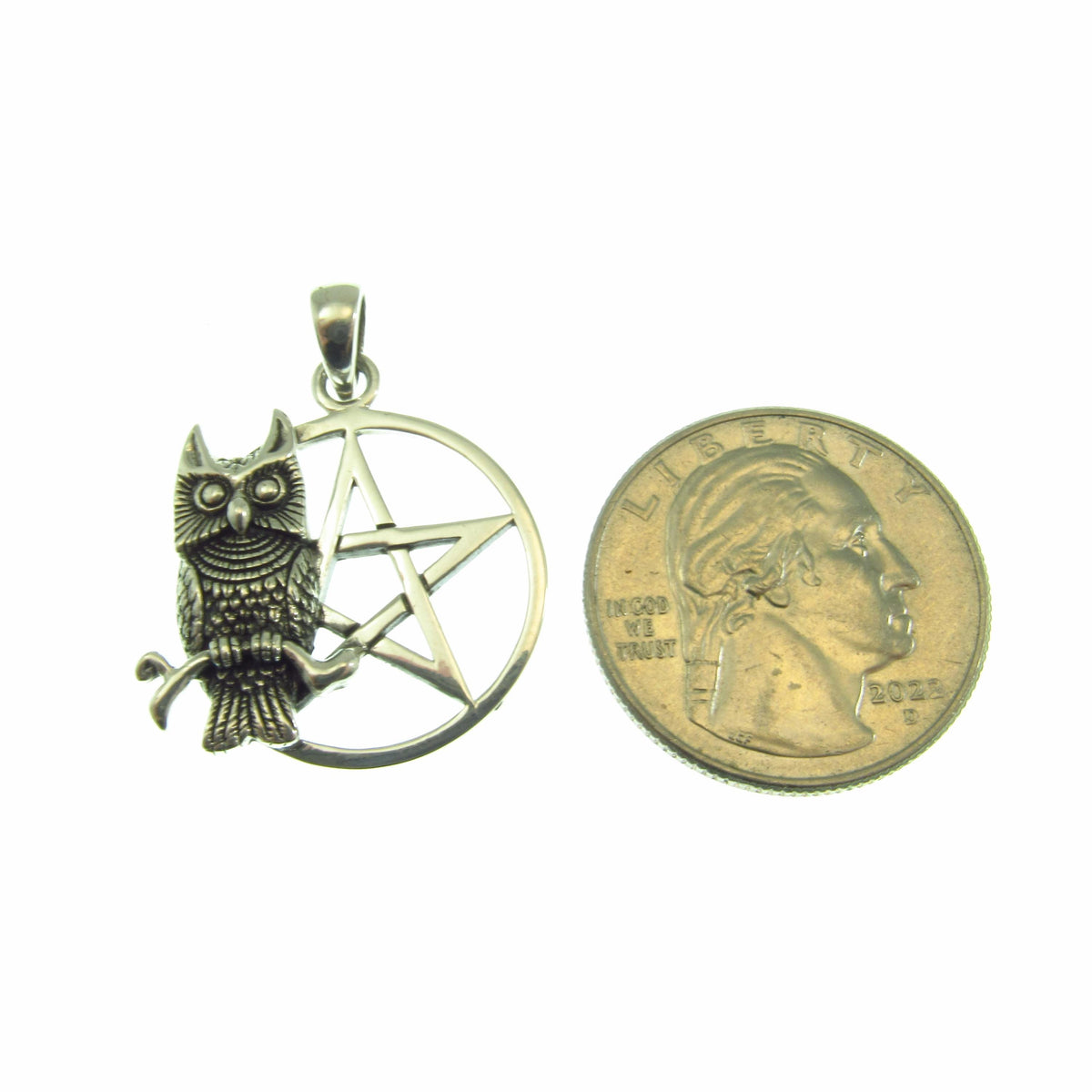 Owl of Wisdom Pentagram Talisman – Gothic Protection Pendant in Solid 925 Sterling Silver