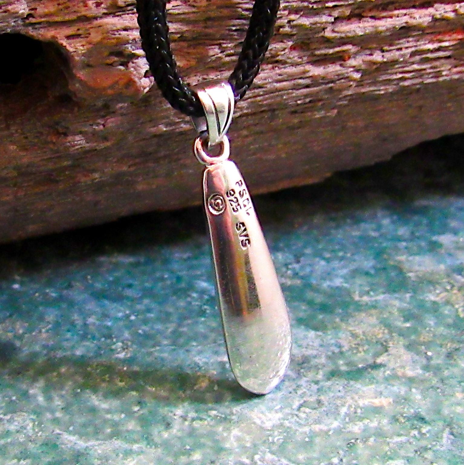 Skimboard with Waves Pendant - Solid 925 Sterling Silver & Blue Enamel Nautical Jewelry Necklace