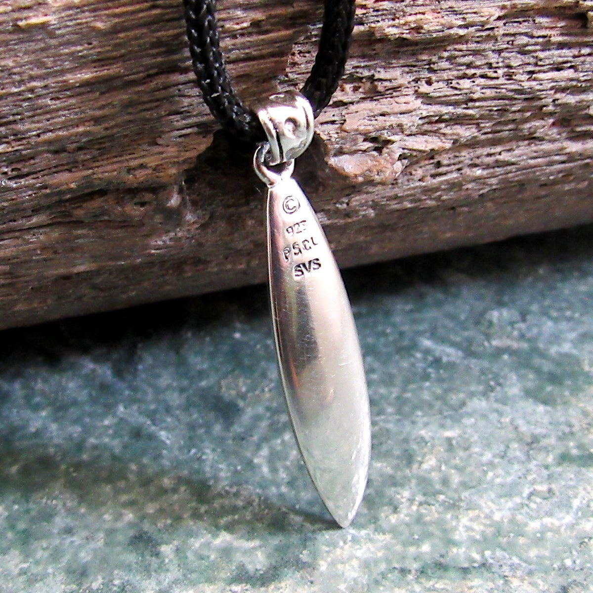 Surfboard with Waves Pendant - Solid 925 Sterling Silver & Blue Enamel Nautical Jewelry Necklace