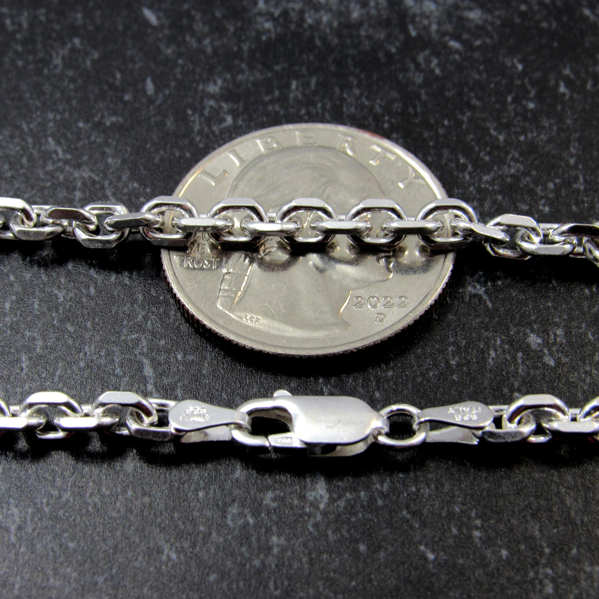 Solid 925 Sterling Silver Anchor Chain Necklace or Bracelet, Italian Cable Chain, Unisex Nautical Jewelry 1.4mm-4mm, 7"-30"