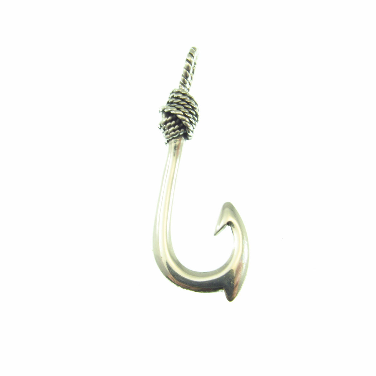 925 Fish Hook Pendant Necklace, Solid Sterling Silver Unisex Hawaiian Style Nautical Fishing Jewelry