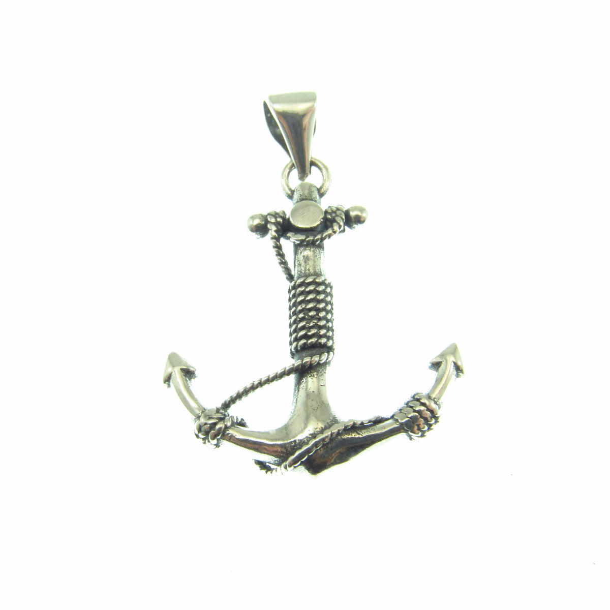 925 Anchor & Rope Pendant Necklace - Solid Sterling Silver Unisex Nautical Jewelry
