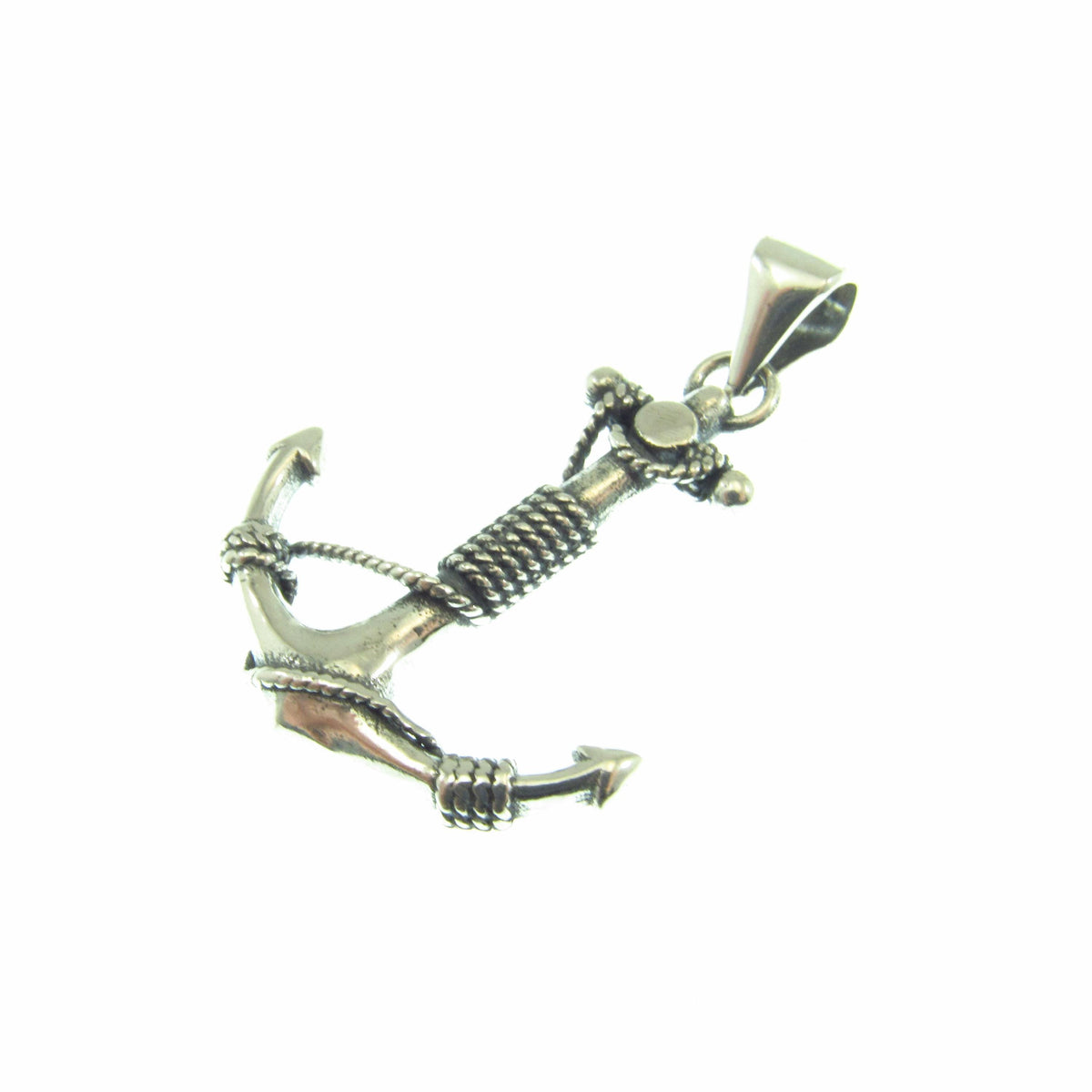 925 Anchor & Rope Pendant Necklace - Solid Sterling Silver Unisex Nautical Jewelry