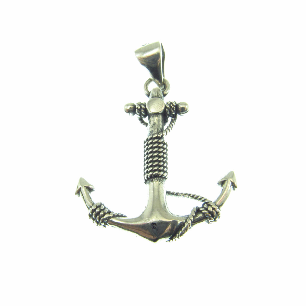 925 Anchor & Rope Pendant Necklace - Solid Sterling Silver Unisex Nautical Jewelry