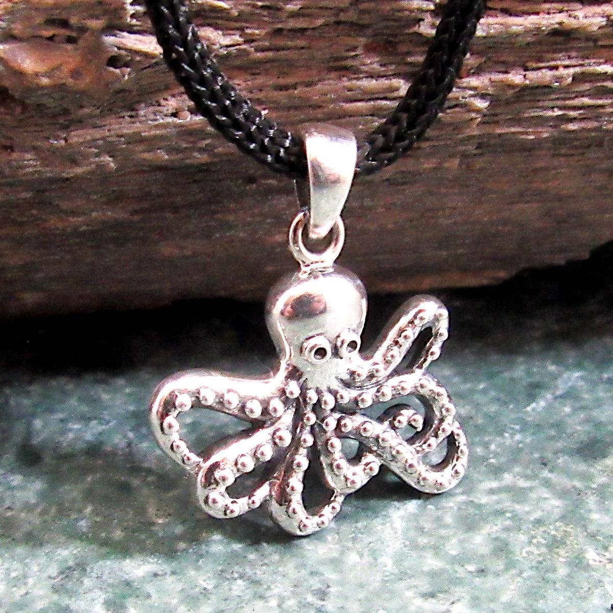 925 Octopus Pendant Necklace, Solid Sterling Silver Nautical Ocean Charm, Sea Creature Jewelry