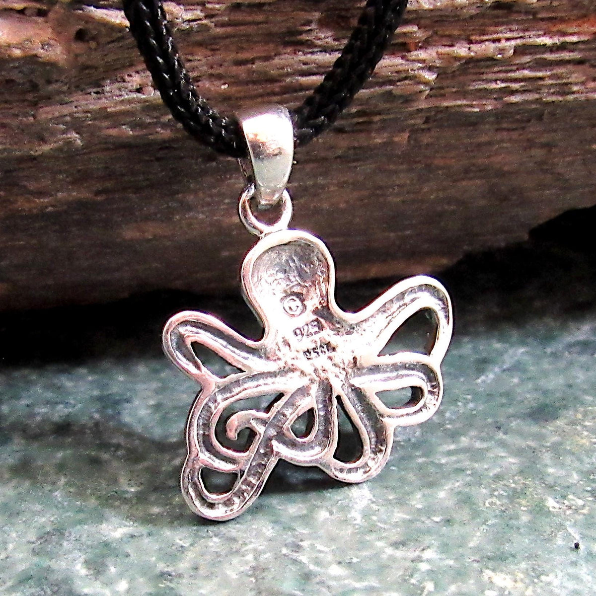 925 Octopus Pendant Necklace, Solid Sterling Silver Nautical Ocean Charm, Sea Creature Jewelry