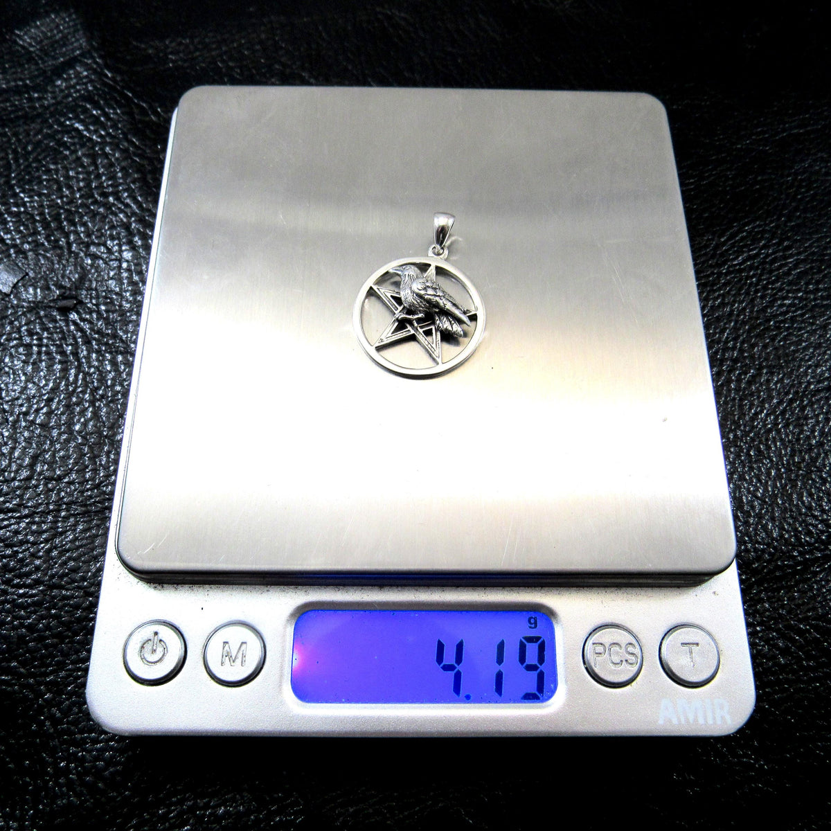 Solid 925 Sterling Silver Raven of Prophecy Pentacle Pentagram Talisman – Gothic Occult Protection Pendant