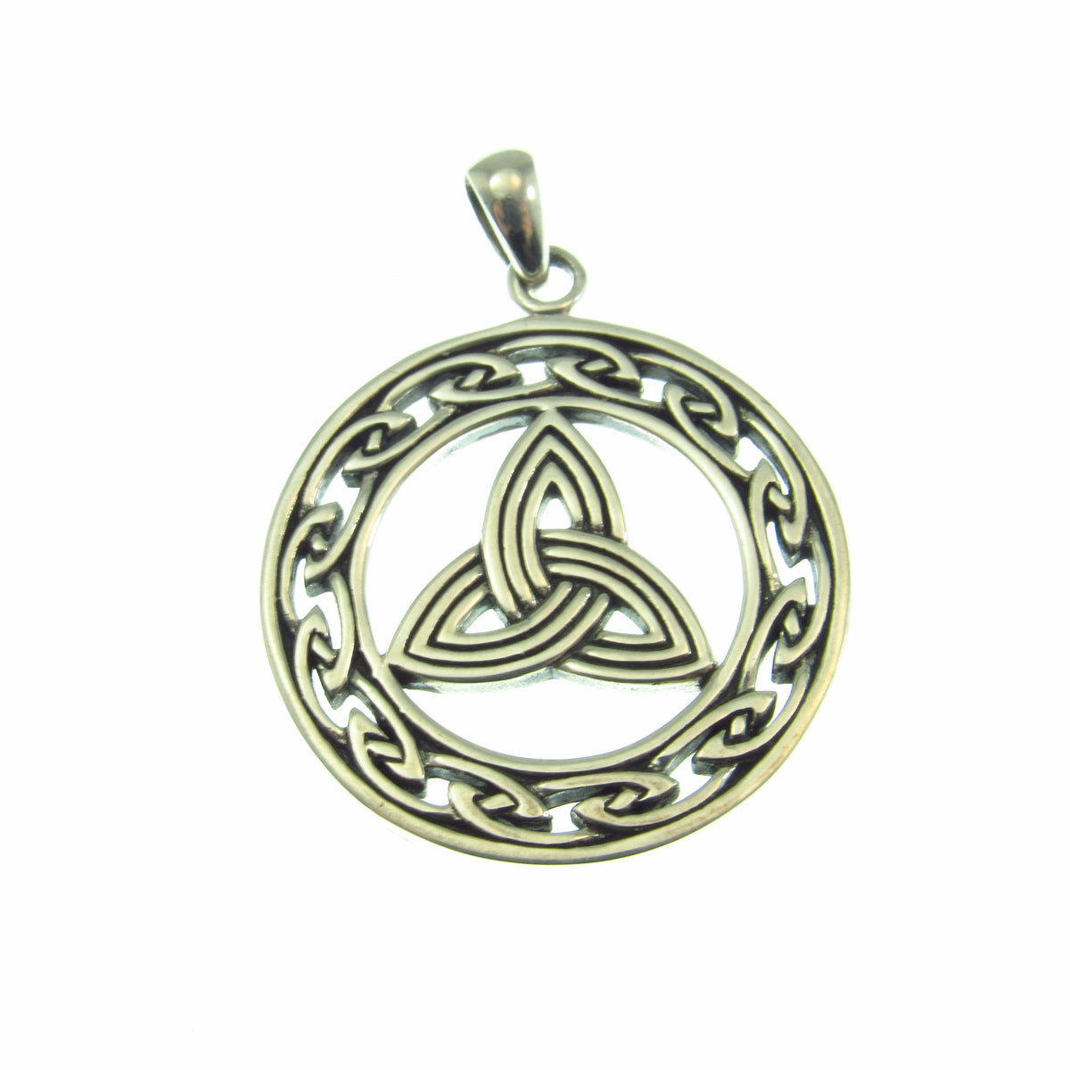 Eternal Triquetra Talisman Pendant Necklace – Celtic Trinity Knot Protection Amulet in Solid 925 Sterling Silver