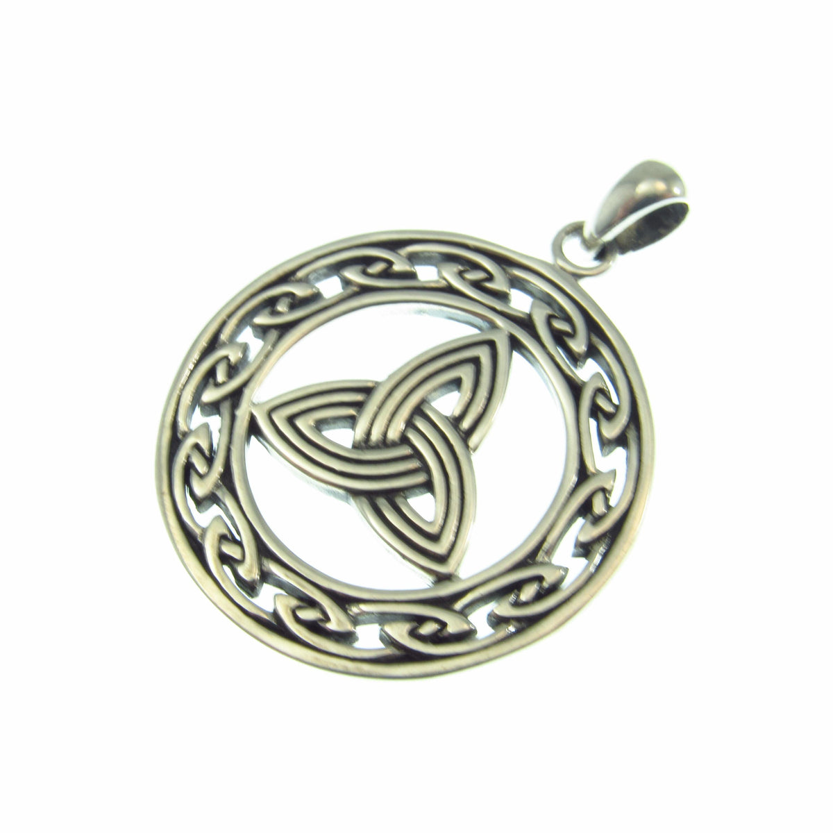 Eternal Triquetra Talisman Pendant Necklace – Celtic Trinity Knot Protection Amulet in Solid 925 Sterling Silver