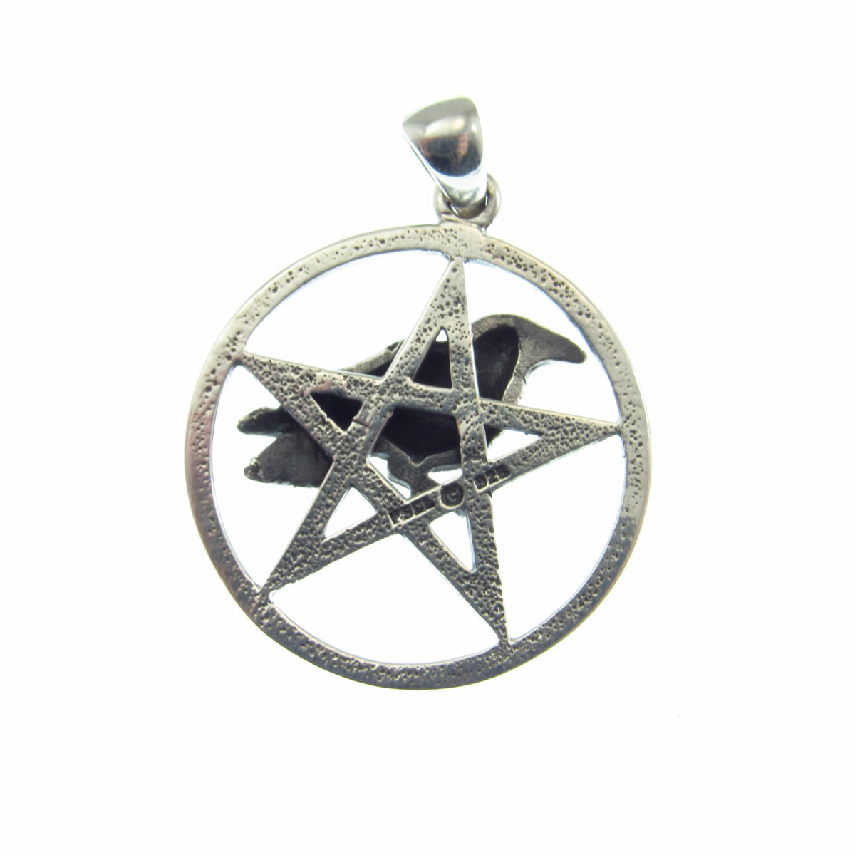 Solid 925 Sterling Silver Raven of Prophecy Pentacle Pentagram Talisman – Gothic Occult Protection Pendant