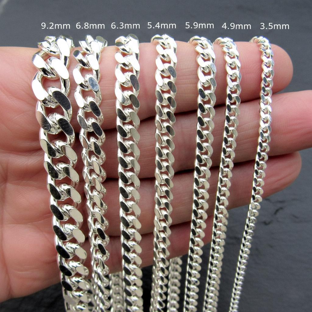 Solid 925 Sterling Silver Miami Cuban Link Chain – Italian Necklace or Bracelet – 3.5mm–9.2mm, 7"-30" Inches, Heavy Cuban Chain for Men
