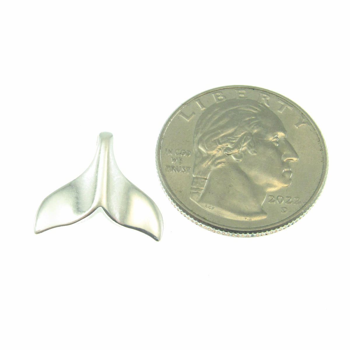 Solid 925 Sterling Silver Small Whale Tail Slide Pendant - Minimalist Ocean Necklace Charm