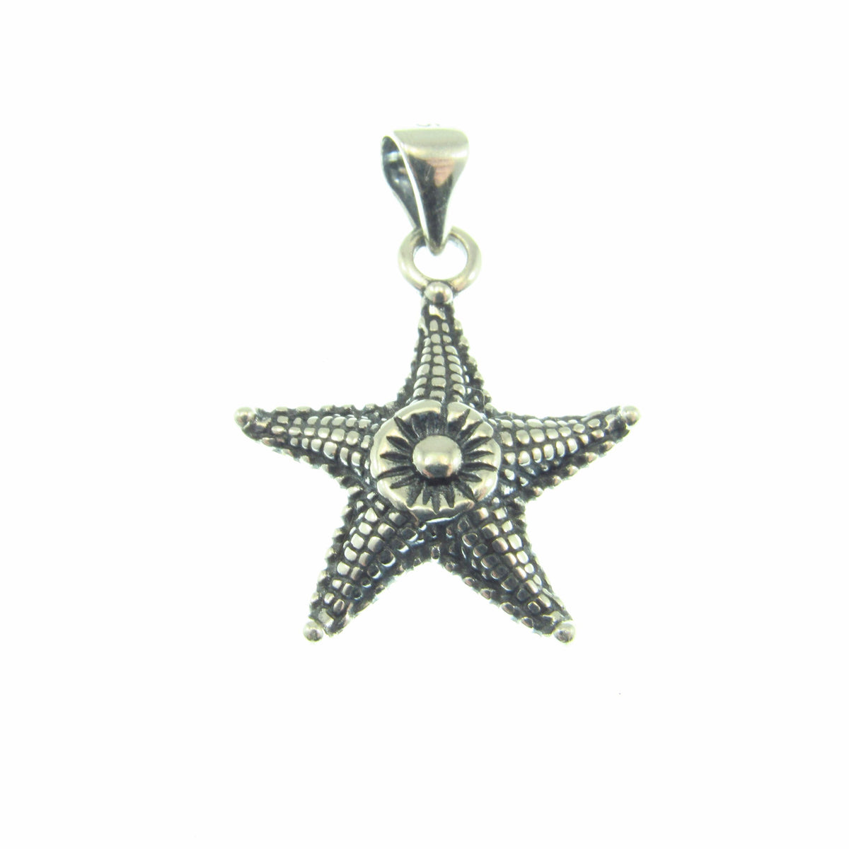 Solid 925 Sterling Silver Starfish Pendant - Textured Nautical Ocean Charm - Sea Life Jewelry